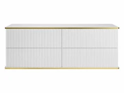 Clearance Mueble de lavabo suspendido con borde dorado acanalado, , 150 cm de ancho, KELIZA Mueble De Lavabo