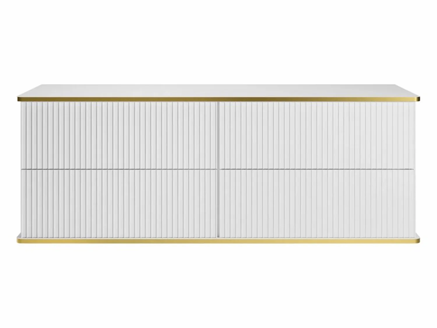 Clearance Mueble de lavabo suspendido con borde dorado acanalado, , 150 cm de ancho, KELIZA Mueble De Lavabo