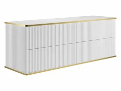 Clearance Mueble de lavabo suspendido con borde dorado acanalado, , 150 cm de ancho, KELIZA Mueble De Lavabo