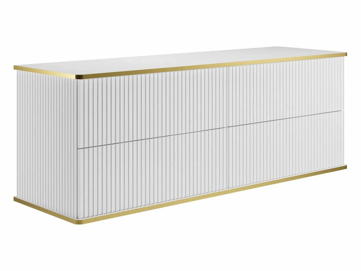 Clearance Mueble de lavabo suspendido con borde dorado acanalado, , 150 cm de ancho, KELIZA Mueble De Lavabo