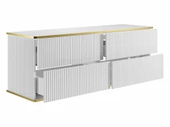 Clearance Mueble de lavabo suspendido con borde dorado acanalado, , 150 cm de ancho, KELIZA Mueble De Lavabo