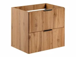 Vente-unique Mueble de lavabo suspendido con acabado ranurado, natural claro, 60 cm de ancho, ZEVARA