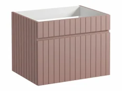 New Vente-unique Mueble de lavabo suspendido con acabado acanalado rosa, 60 cm, SATARA Rosa palo