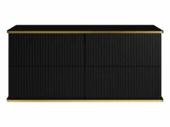 Vente-unique Mueble de lavabo suspendido con borde dorado acanalado, , 120 cm de ancho, KELIZA