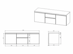 Sale Vente-unique Mueble de lavabo suspendido en antracita, An. 150 x Al. 46 x Pr. 50 cm, JIMENA II Gris