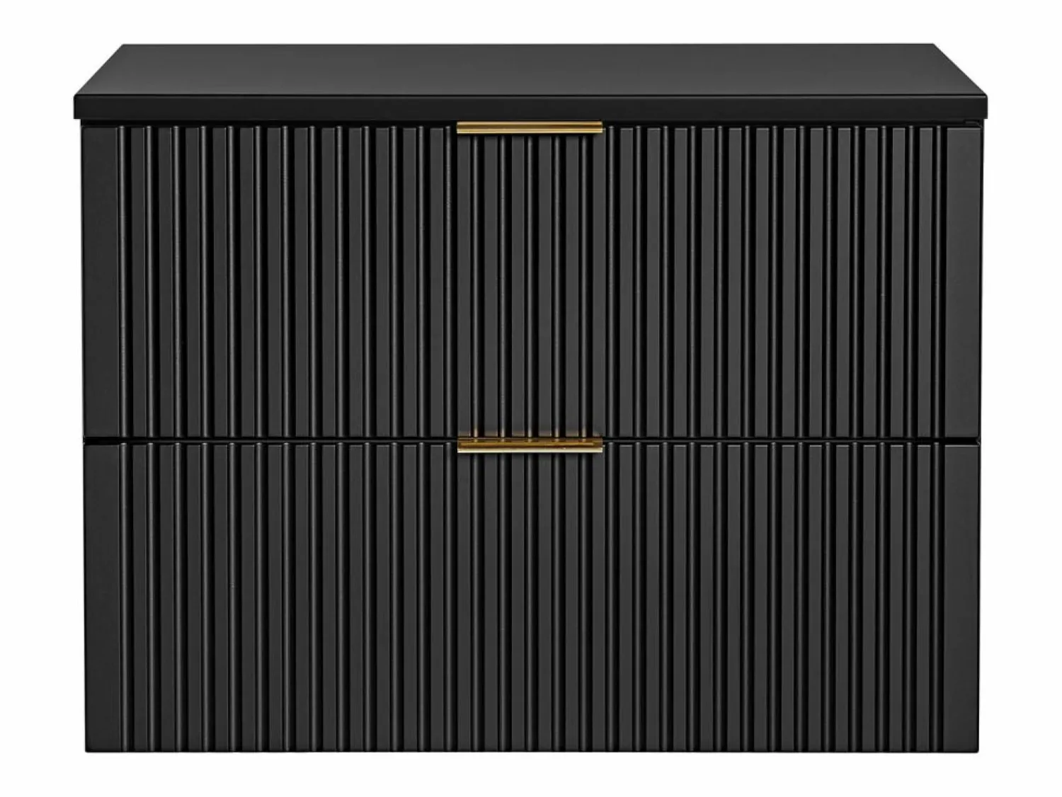 Best Vente-unique Mueble de lavabo suspendido con acabado ranurado y estante, 80 cm de ancho, Zevara Negro