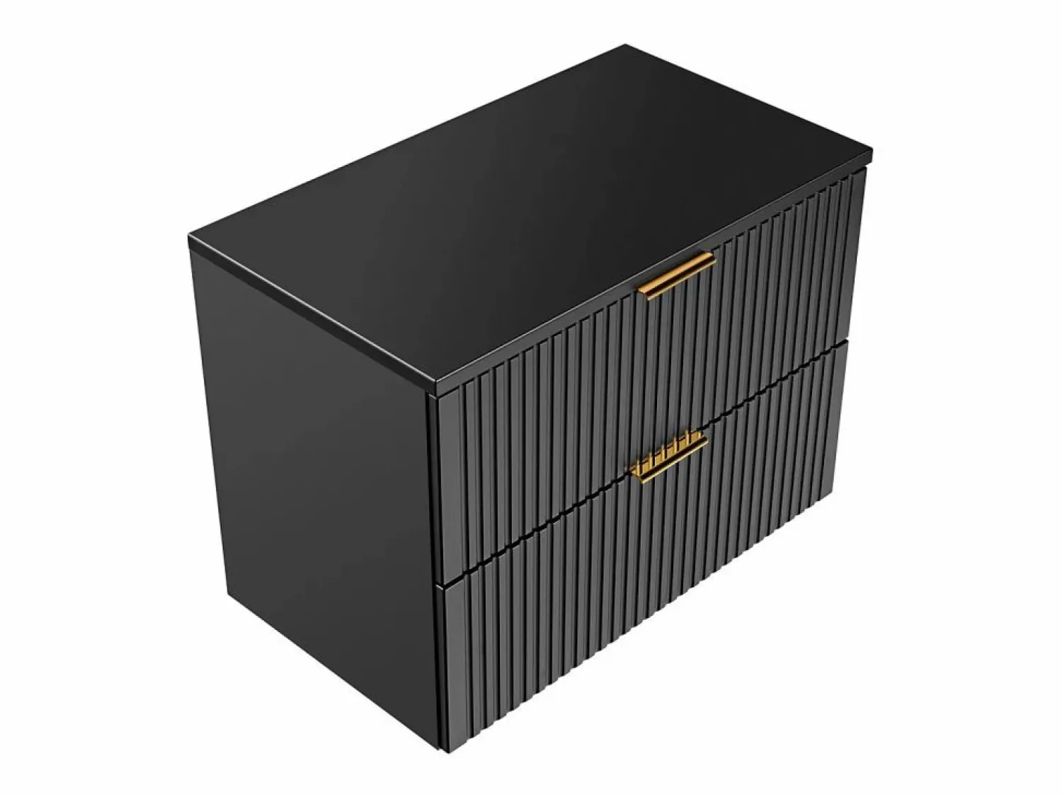 Best Vente-unique Mueble de lavabo suspendido con acabado ranurado y estante, 80 cm de ancho, Zevara Negro