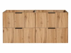 Sale Mueble de lavabo suspendido con acabado ranurado, natural claro, 120 cm de ancho, ZEVARA Mueble De Lavabo