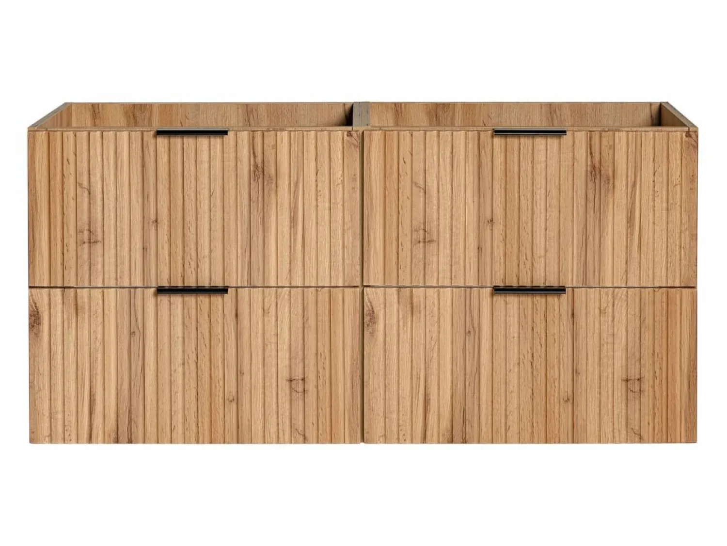 Sale Mueble de lavabo suspendido con acabado ranurado, natural claro, 120 cm de ancho, ZEVARA Mueble De Lavabo