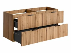 Sale Mueble de lavabo suspendido con acabado ranurado, natural claro, 120 cm de ancho, ZEVARA Mueble De Lavabo