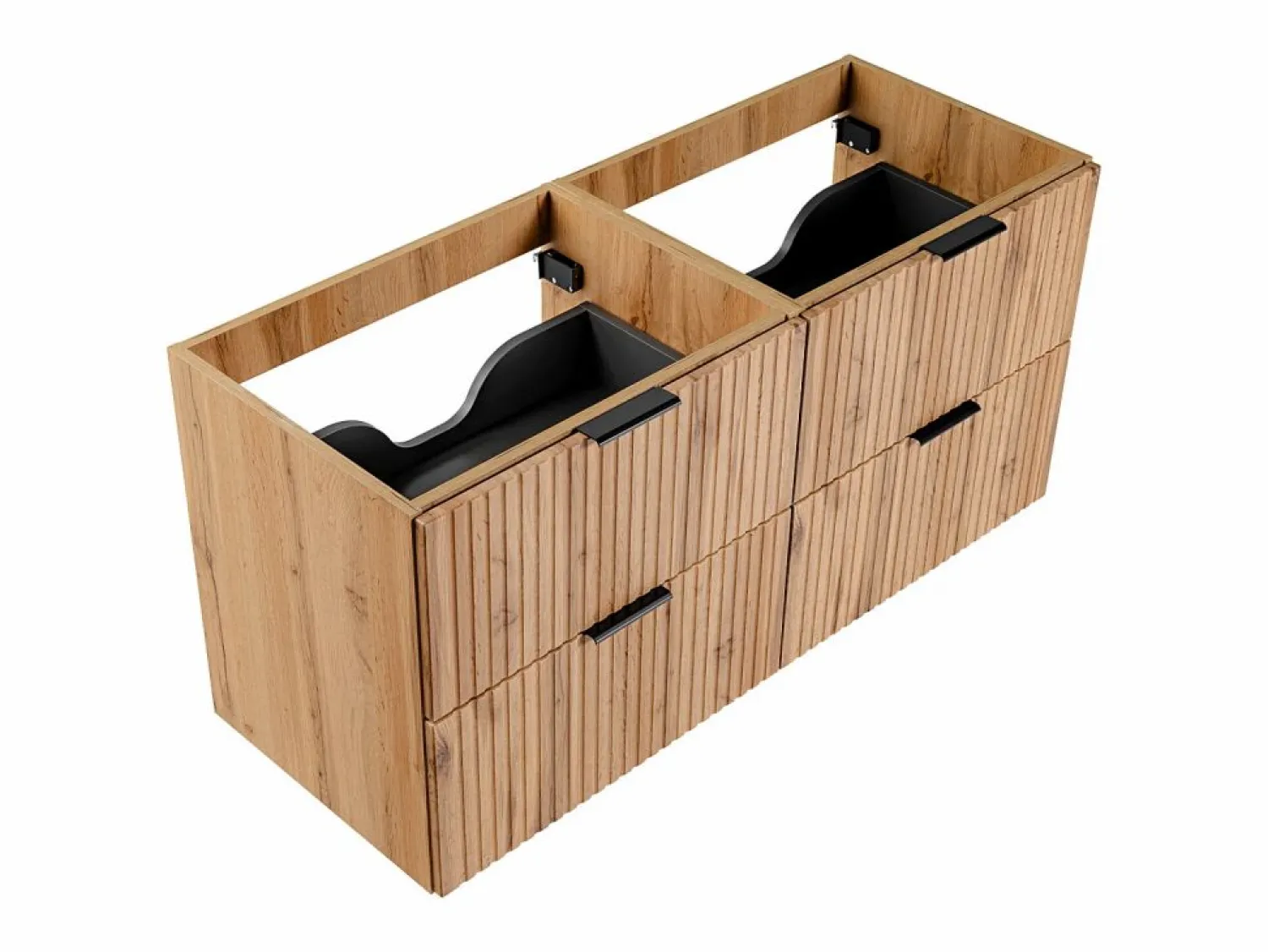 Sale Mueble de lavabo suspendido con acabado ranurado, natural claro, 120 cm de ancho, ZEVARA Mueble De Lavabo