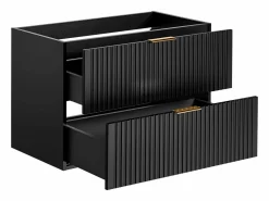 Vente-unique Mueble de lavabo suspendido con acabado ranurado, , 80 cm de ancho, ZEVARA