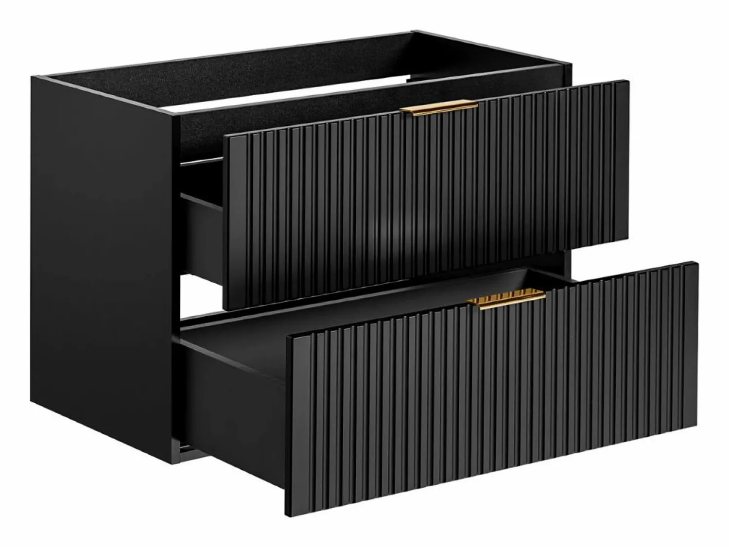 Vente-unique Mueble de lavabo suspendido con acabado ranurado, , 80 cm de ancho, ZEVARA