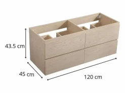 Mueble de lavabo suspendido SORRENTO de 4 cajones, 120 cm