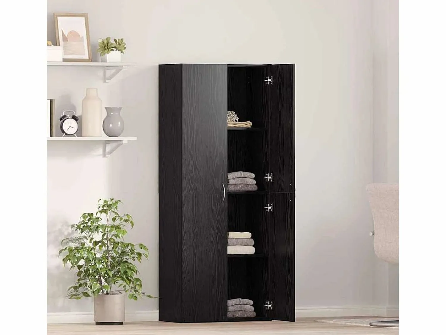 Discount Mueble de oficina con estante 2 piezas Roble 60 x 32 x 153 Negro