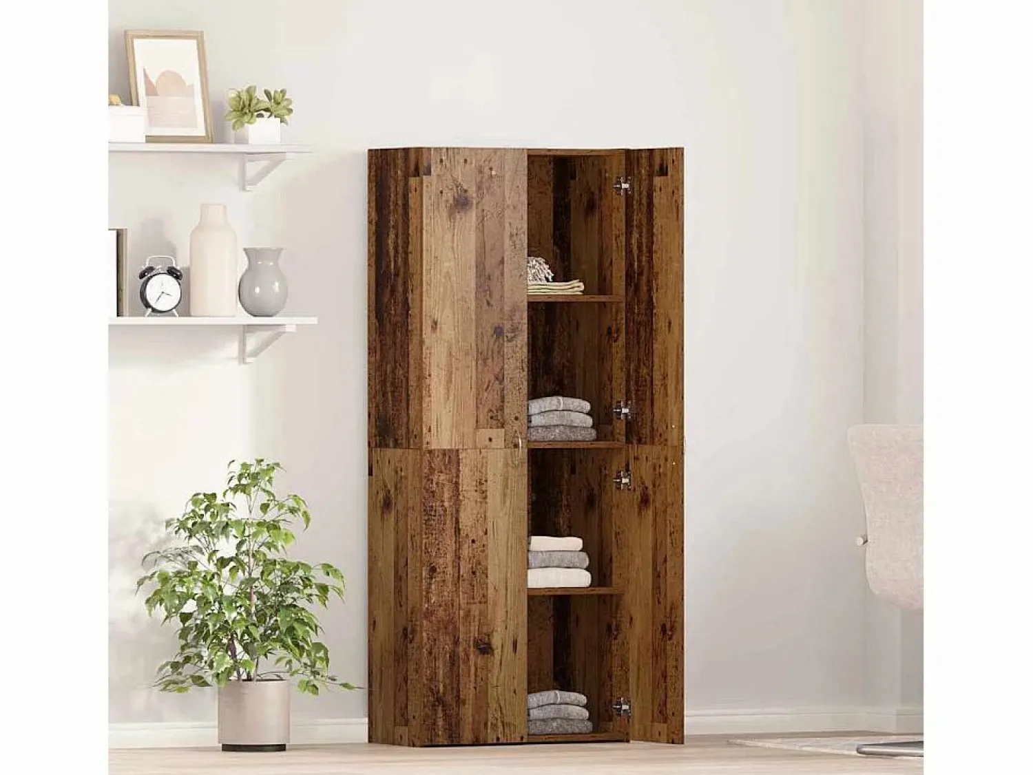 Outlet Mueble de oficina con estantes, 2 piezas, madera antigua, 60 x 32 x 153 cm Armario Oficina