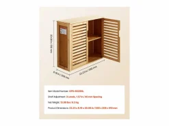 Outlet Mueble de Pared de Baño SucceBuy, 2 Puertas y Estante Ajustable con 3 Niveles de Altura, Botiquín de Almacenamiento sobre el Inodoro Amarillo