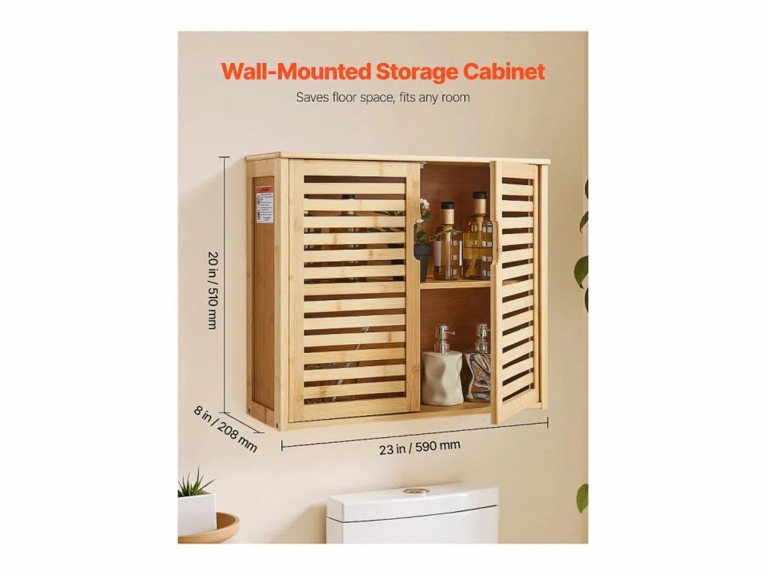 Outlet Mueble de Pared de Baño SucceBuy, 2 Puertas y Estante Ajustable con 3 Niveles de Altura, Botiquín de Almacenamiento sobre el Inodoro Amarillo