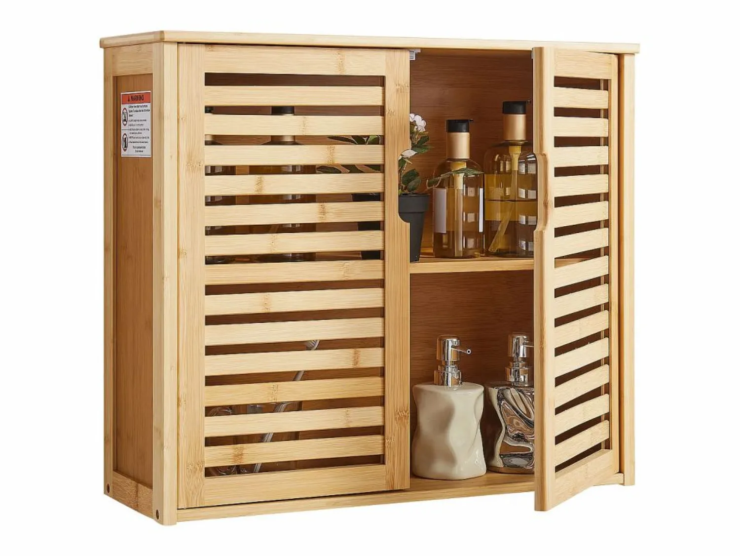 Outlet Mueble de Pared de Baño SucceBuy, 2 Puertas y Estante Ajustable con 3 Niveles de Altura, Botiquín de Almacenamiento sobre el Inodoro Amarillo