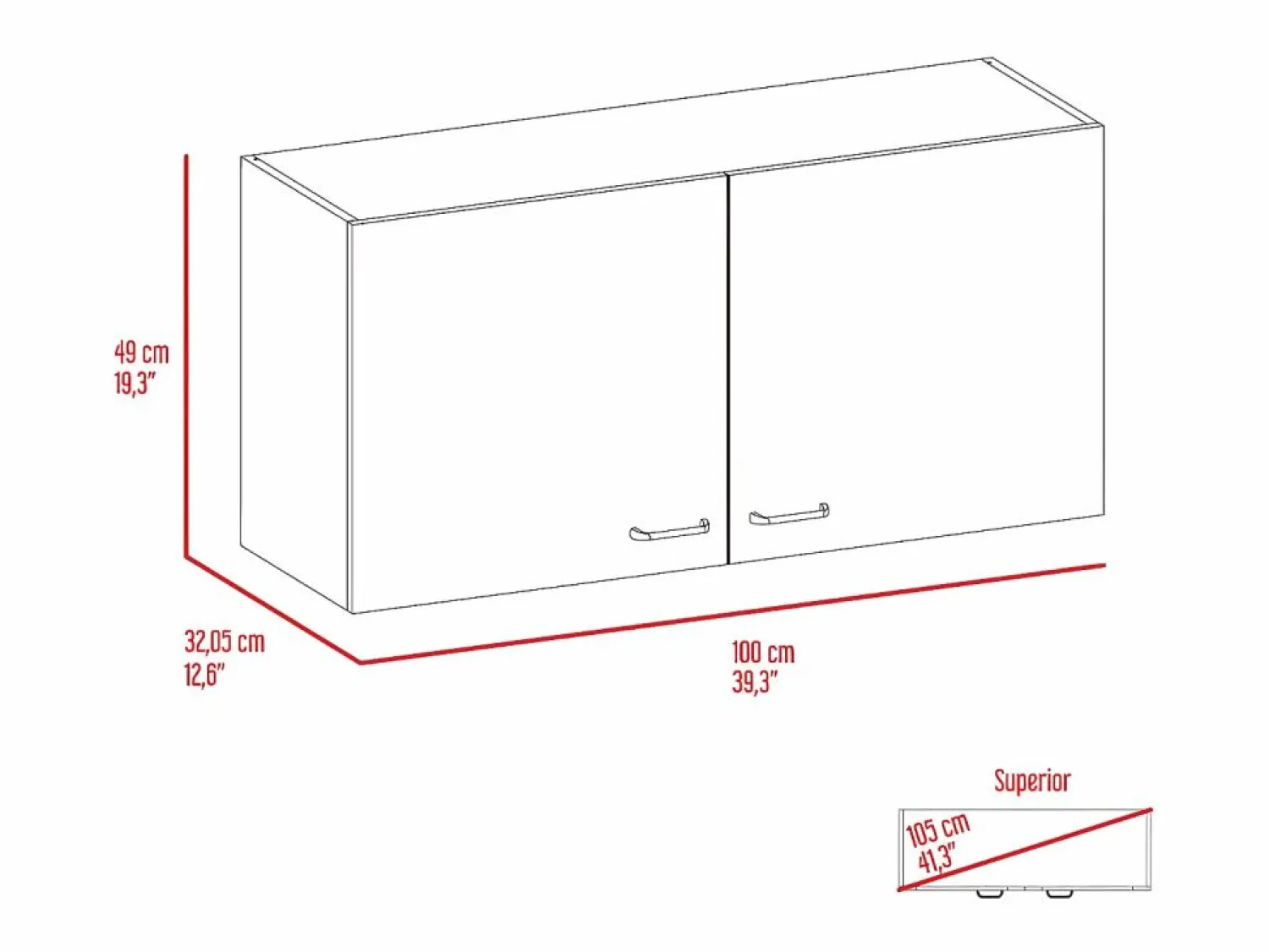 TuHome Mueble de Pared para Cocina Nápoles, con dos puertas