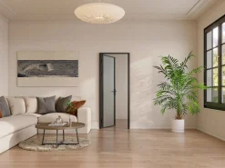 Discount Vente-unique Mueble de puerta reversible de aluminio y cristal esmerilado - Al. 204 x An. 73 cm - LOXTON Negro