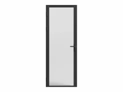 Discount Vente-unique Mueble de puerta reversible de aluminio y cristal esmerilado - Al. 204 x An. 73 cm - LOXTON Negro