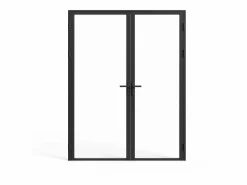 Vente-unique Mueble de puerta reversible de doble hoja con cristal templado - 2 x Al 204 x An 73 cm - LOXTON Negro