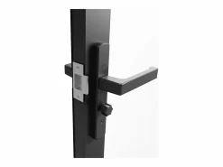Vente-unique Mueble de puerta reversible de doble hoja con cristal templado - 2 x Al 204 x An 73 cm - LOXTON Negro