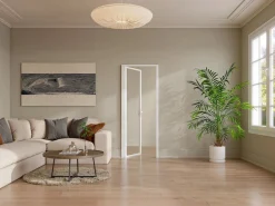 Vente-unique Mueble de puerta reversible de aluminio y cristal templado - Al. 204 x An. 73 cm - LOXTON Blanco
