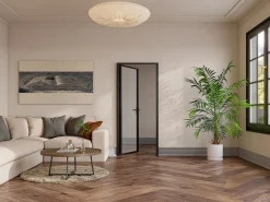 Online Vente-unique Mueble de puerta reversible de aluminio y cristal templado transparente - Al 204 x An 83 cm - LOXTON Negro