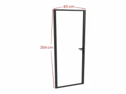 Online Vente-unique Mueble de puerta reversible de aluminio y cristal templado transparente - Al 204 x An 83 cm - LOXTON Negro