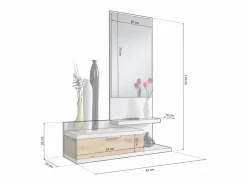 Mueble de recibidor Fiord Blanco Artik (Blanco Mate) - Roble Nodi Perchero