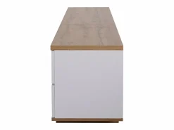 ModernLuxe Mueble de televisión escandinavo contemporáneo de 180 cm en madera - 5 puertas + 8 compartimentos - Natural y blanco