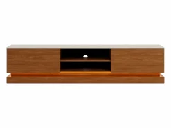 Mueble de TV 2 cajones y 2 estantes con LEDs en MDF - Marrón oscuro y beige - DEVIKA de Pascal MORABITO Mueble Tv