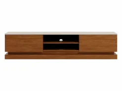Mueble de TV 2 cajones y 2 estantes con LEDs en MDF - Marrón oscuro y beige - DEVIKA de Pascal MORABITO Mueble Tv