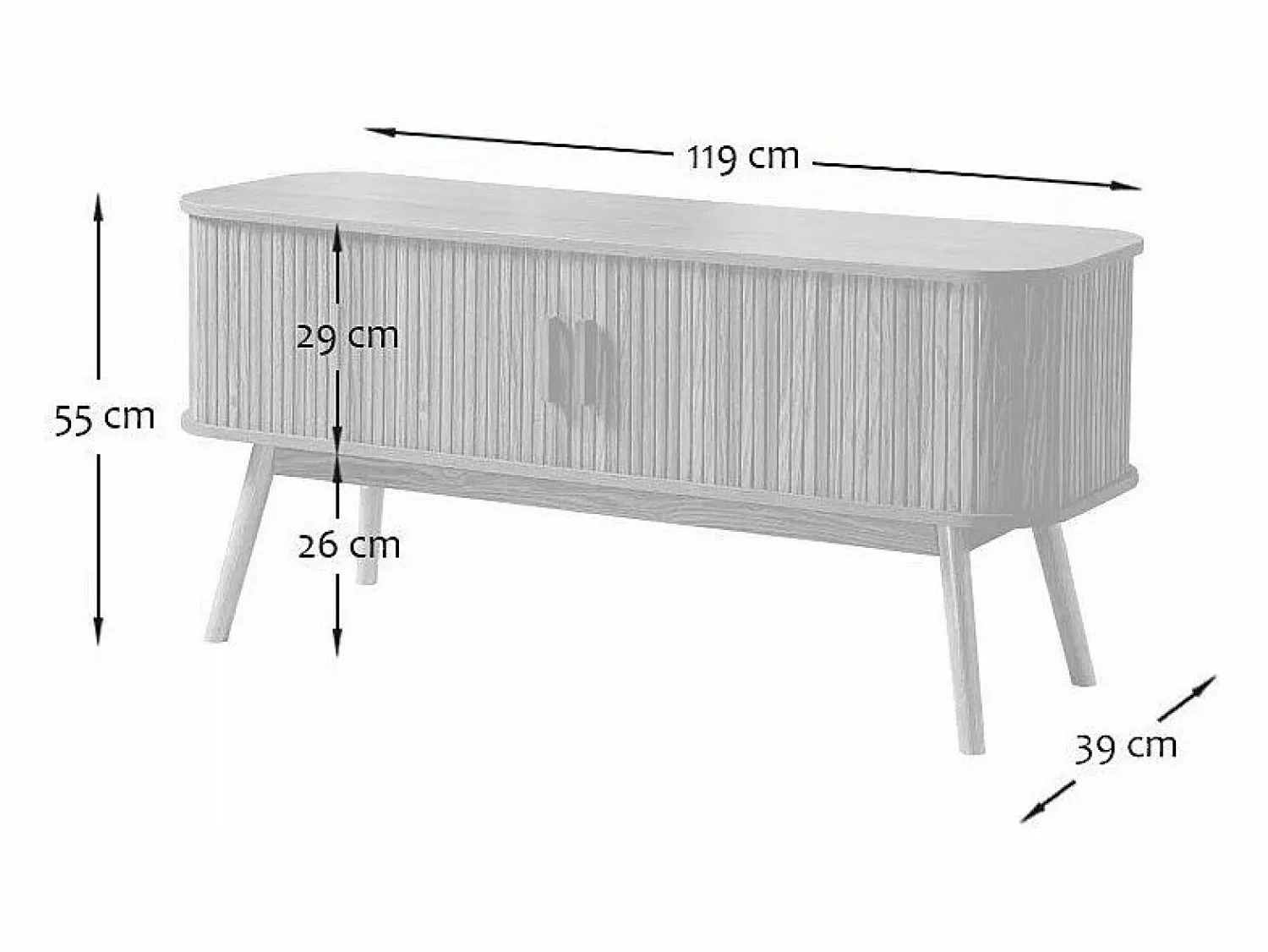 New Mueble de TV 2 Puertas Corredizas L119 cm - ERNEST Mueble Tv