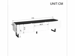 Outlet Merax Mueble de TV bajo moderno - 170 x 35 x 47 cm - con 3 cajones - Diseño clásico - MDF - blanco y Negro