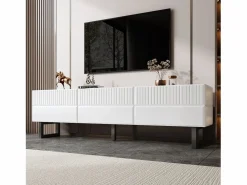 Outlet Merax Mueble de TV bajo moderno - 170 x 35 x 47 cm - con 3 cajones - Diseño clásico - MDF - blanco y Negro