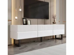 Outlet Merax Mueble de TV bajo moderno - 170 x 35 x 47 cm - con 3 cajones - Diseño clásico - MDF - blanco y Negro
