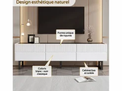 Outlet Merax Mueble de TV bajo moderno - 170 x 35 x 47 cm - con 3 cajones - Diseño clásico - MDF - blanco y Negro