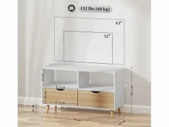 Clearance Mueble de TV de 99 cm con cajón y 2 estantes, mueble de TV moderno para salón Mueble Tv
