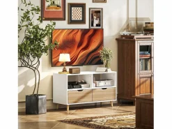 Clearance Mueble de TV de 99 cm con cajón y 2 estantes, mueble de TV moderno para salón Mueble Tv