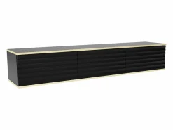 New Vente-unique Mueble de TV colgante con 3 puertas de MDF - Negro y Dorado - ALESAR Negro / Dorado