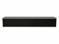 New Vente-unique Mueble de TV colgante con 3 puertas de MDF - Negro y Dorado - ALESAR Negro / Dorado