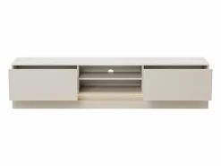 Sale Vente-unique Mueble de TV con 2 cajones y 2 estantes con luces LED en MDF - Beige y efecto mármol blanco - DEVIKA Beige / Blanco