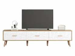 Clearance Mueble de TV con 3 cajones - 150 x 35 x 39 cm - Tablero de partículas - para salón - y madera Mueble Tv