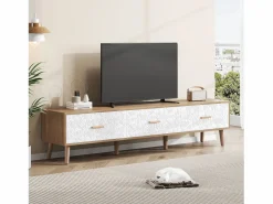 Clearance Mueble de TV con 3 cajones - 150 x 35 x 39 cm - Tablero de partículas - para salón - y madera Mueble Tv