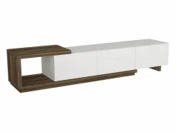 New Mueble de TV con 3 cajones y 1 estante - Blanco y natural - DUKIAN Mueble Tv