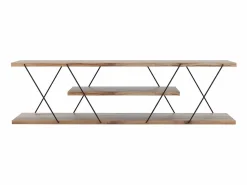 Hot Vente-unique Mueble de TV con 1 estante - Natural y negro - DELORY Color natural claro