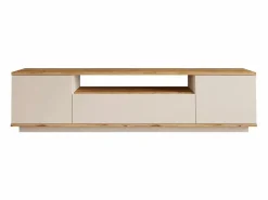 Online Vente-unique Mueble de TV con 3 puertas y 1 estante - Beige y natural - LOTULA Beige / Color natural claro